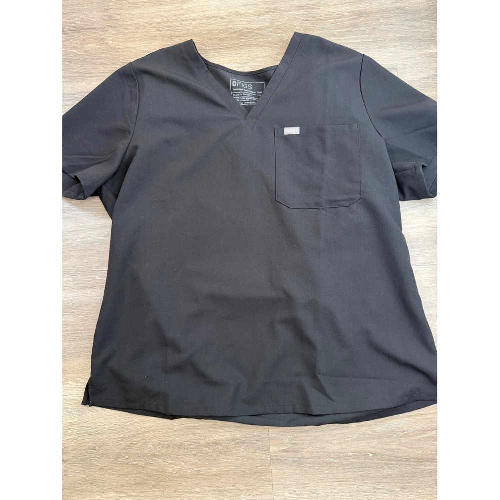 FIGS Women Scrub Top XXL Black Catarina Technical Collection Workwear Medical